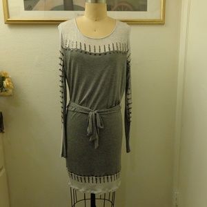 BCBGMaxAzria Gray Long Sleeve Midi Dress